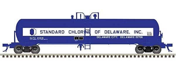 GATX 20,700-Gallon Tank Car - Ready to Run - Master(R) -- Standard Chlorine of Delaware GATX 25091 (blue, white), N, Atlas Model
