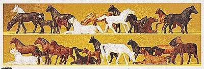 Animals -- Horses pkg(26), HO, Preiser Kg 14407