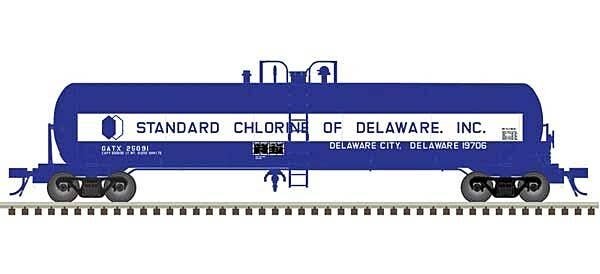 GATX 20,700-Gallon Tank Car - Ready to Run - Master(R) -- Standard Chlorine of Delaware GATX 25085 (blue, white), HO, Atlas Mode