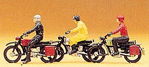 Recreation & Sports -- Motorcyclists w/Hercules pkg(3), HO, Preiser Kg 10081