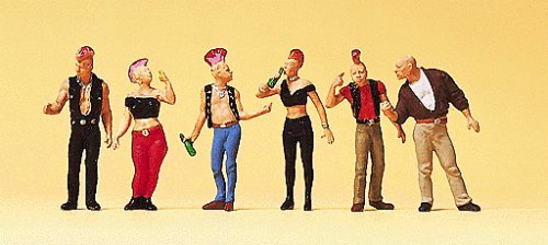 Pedestrians -- Punk Rockers pkg(6), HO, Preiser Kg 10473