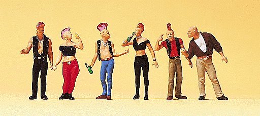 Pedestrians -- Punk Rockers pkg(6), HO, Preiser Kg 10473
