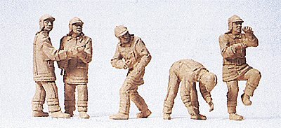 Emergency - Modern German Firefighters - Unpainted Figure Set -- Putting out Fire (Handling Hose Line, HO, Preiser Kg 10485