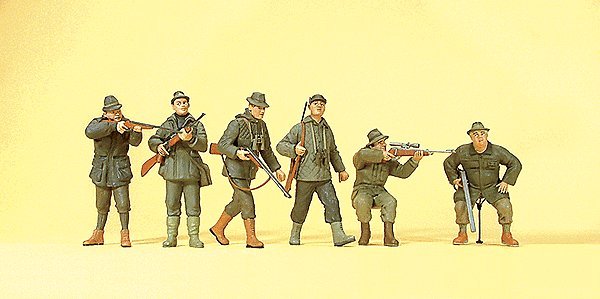 Sports & Recreation -- Hunters w/Rifles pkg(6), HO, Preiser Kg 10552