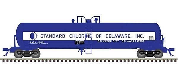 GATX 20,700-Gallon Tank Car - Ready to Run - Master(R) -- Standard Chlorine of Delaware GATX 25089 (blue, white), HO, Atlas Mode