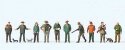 Hunters and Helpers -- 10 People, 3 Dogs, HO, Preiser Kg 10803