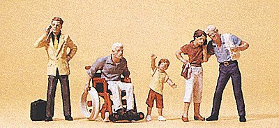 Pedestrians -- Passers-By & Wheelchair pkg(5), HO, Preiser Kg 10469