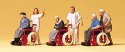 Pedestrians -- Elderly Being Pushed in Wheelchairs pkg(3) - 2 Figures Each, HO, Preiser Kg 10479