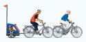 Family on Bicycle Trip -- 2 Riders w/Bikes & Baby Trailer, HO, Preiser Kg 10638