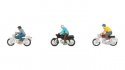 Moped Riders -- 3 People with Mopeds, HO, NOCH 15907