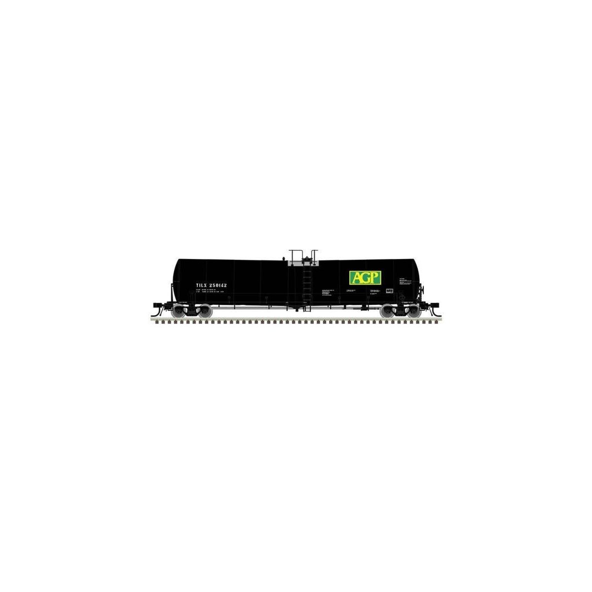 Trinity 25,500-Gallon Tank Car - Ready to Run - Master(R) -- AGP TILX 250142 (black, green, yellow), HO, Atlas Model Railroad Co