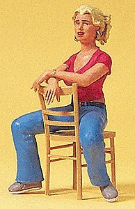Pedestrian -- Young Woman Seated with Chair, G, Preiser Kg 45508