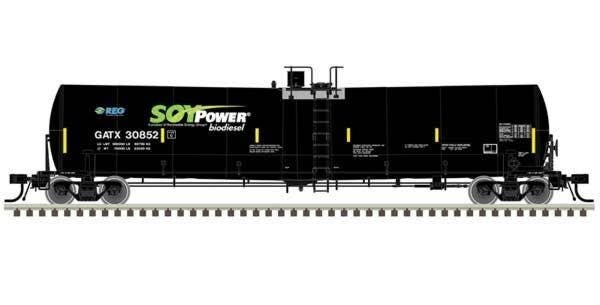 Trinity 25,500-Gallon Tank Car - Ready to Run - Master(R) -- Soy Power Bio Fuels GATX 30831 (black, blue, green, white), HO, Atl