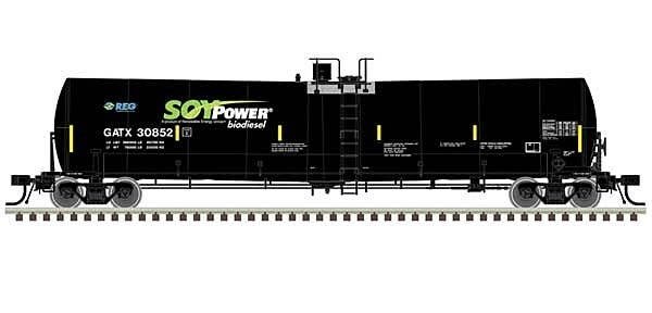 Trinity 25,500-Gallon Tank Car - Ready to Run - Master(R) -- Soy Power Bio Fuels GATX 30836 (black, blue, green, white), HO, Atl