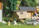 Sheep Shearing - Action Set -- Man Shearing Sheep, Sheared Sheep, Wheelbarrow, Sheep Pen, Wool, HO, Busch Gmbh & Co Kg 7933