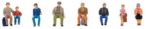 Seated Travelers -- Set 1 pkg(8), HO, Faller Gmbh 151619