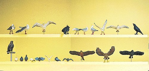 Pigeons, Seagulls, Crows & Birds Of Prey -- 22 Pieces, HO, Preiser Kg 10169