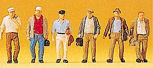 Spectators -- Male Commuters pkg(6), HO, Preiser Kg 10366