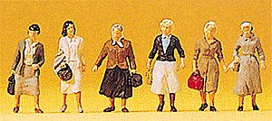 Spectators -- Female Commuters pkg(6), HO, Preiser Kg 10365