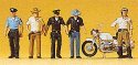 USA Police & Motorcycle -- 5 Officers, 1 Motorcycle, HO, Preiser Kg 10370