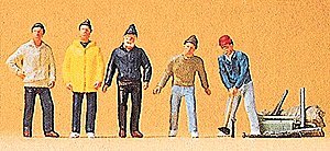 Circus Workers pkg(5) -- Roustabouts with Tools, HO, Preiser Kg 20261