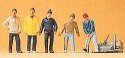 Circus Workers pkg(5) -- Roustabouts with Tools, HO, Preiser Kg 20261
