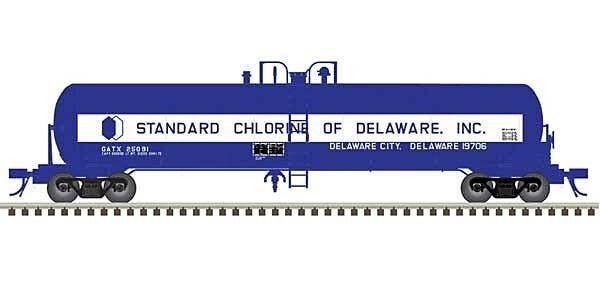 GATX 20,700-Gallon Tank Car - Ready to Run - Master(R) -- Standard Chlorine of Delaware GATX 25091 (blue, white), HO, Atlas Mode