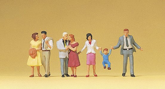Pedestrians -- Walking Couples pkg(7), HO, Preiser Kg 10514