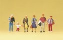 Pedestrians -- Walking Travelers 2 pkg(6), HO, Preiser Kg 10517