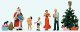 Merry Christmas -- Santa, 4 Figures & Tree, HO, Preiser Kg 10652