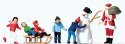Christmas Figure Set in Merry Christmas Box -- Santa Claus, 5 Children, Snowman & Sled, HO, Preiser Kg 10626