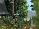 Hunter in Raised Stand - Action Set -- Seated Hunter with Binoculars, Wooden Hunting Stand, HO, Busch Gmbh & Co Kg 7957