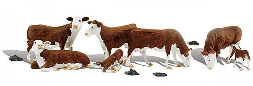 Hereford Cows - Scenic Accents(R) -- pkg(7), O, Woodland Scenics 2767
