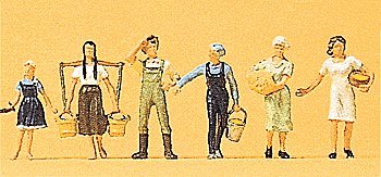 People Working -- Female & Male Farm Workers pkg(6), HO, Preiser Kg 10295