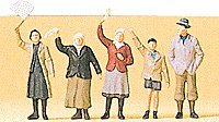 1:72 Figures -- Civilians Waving pkg(5), 1/72, Preiser Kg 72413
