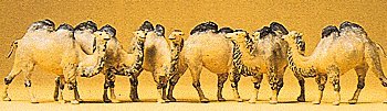 Animals -- Camels (Bactrian, 2 Humps) pkg(6), HO, Preiser Kg 20383