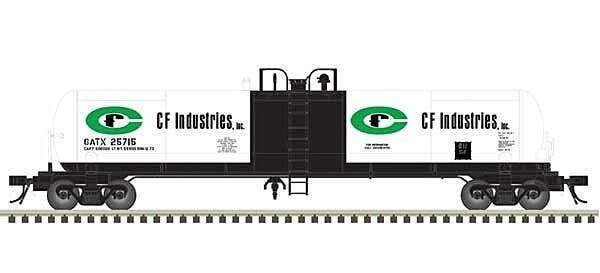 GATX 20,700-Gallon Tank Car - Ready to Run - Master(R) -- CF Industries GATX 25722 (white, black, green), HO, Atlas Model Railro
