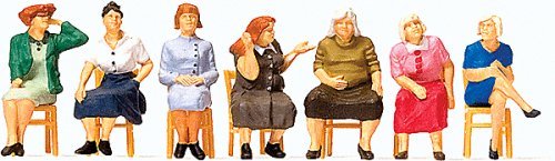Pedestrians -- Waiting Women Sitting on Chairs pkg(7), HO, Preiser Kg 10580