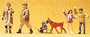 Pedestrians -- Krause Family In Winter, HO, Preiser Kg 10310