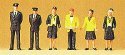 Railway Personnel -- Wearing Black & Yellow Uniforms pkg(6), HO, Preiser Kg 10375
