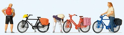 Cyclists′ Short Break w/Bikes -- pkg(3), HO, Preiser Kg 10659