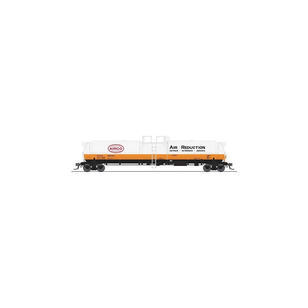 High-Capacity Cryogenic Tank Car - Ready to Run -- AirCo (white, orange, black, Air Reduction), HO, Broadway Limited Imports 804