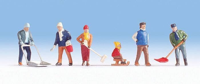 Winter Chores pkg(6) -- Shoveling snow, Spreading ice melt, etc., HO, Noch Gmbh & Co 15928