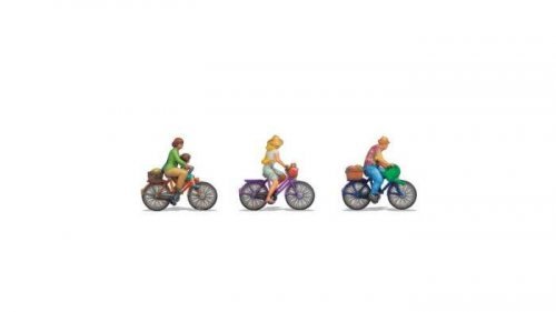 Cyclists - Color 3D Print -- 4 Riders, 3 Bicycles, Z, NOCH 44532