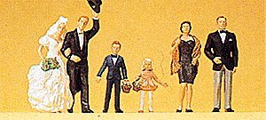 Wedding Participants pkg(6) -- Bride, Groom, Ring Bearer, Flower Girl & Two Guests, HO, Preiser Kg 10339