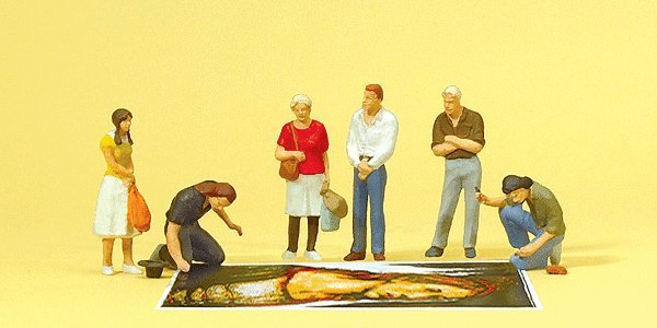 Working People -- Street Artists & Onlookers pkg(6), HO, Preiser Kg 10549