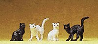 Domestic Animal Figures, 1/24 - 1/25 Scale -- Assorted Cats, 1/25, Preiser Kg 47063