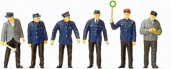 Railroad Personnel -- German (DB) Railroad Personnel pkg(6) Early Era III, HO, Preiser Kg 10584