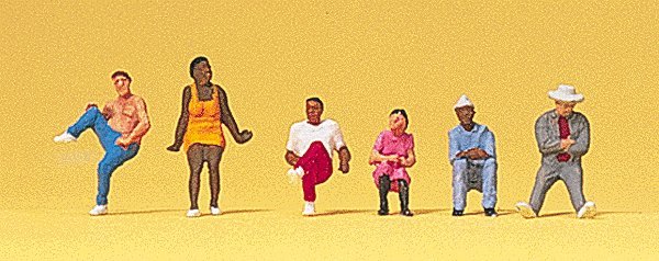Pedestrians -- People Sitting On Stairs pkg(6), N, Preiser Kg 79174