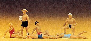 Recreation & Sports -- Bathers Reclining pkg(6), HO, Preiser Kg 10071